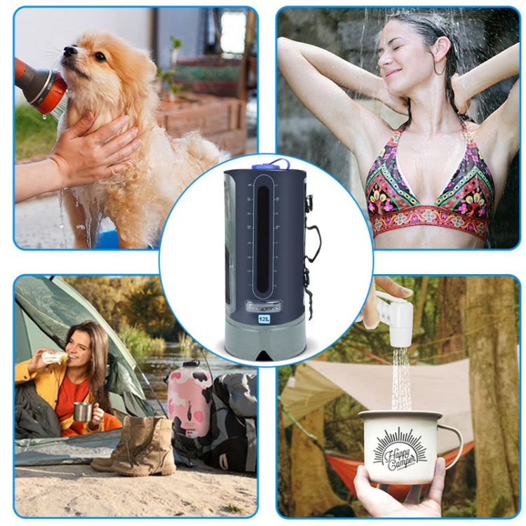 AFISHTOUR FW2078 12L Outdoor Bath Water Storage Bag Portable Camping Bath Bag, Ordinary Air Pump, Spherical Air Pump