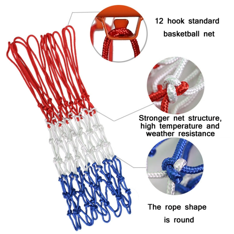 Outdoor Round Rope Basketball Net, Colour: 5.0mm Long Heavy Polyester(Red White Blue), 5.0mm Long Heavy Polyester(Red White Blue), 5.0mm Heavy Polyester(White Red Blue), 5.0mm Heavy Polyester(White Red), 5.0mm Heavy Polyester(White)