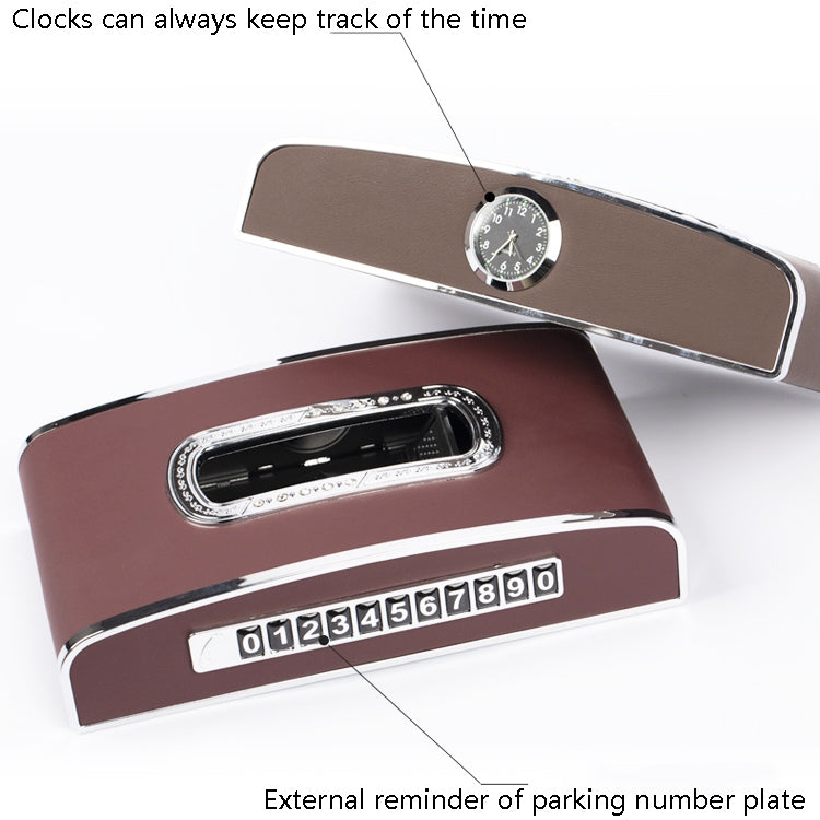 Car Clock Tissue Box Multi-Function Vehicle Instrument Table Paper Towel Box, Style:, Clock+Parking Card (Green), Clock+Parking Card (Ivory), Clock+Parking Card (Agate), Clock+Parking Card (Black), Clock+Parking Card (Gray)