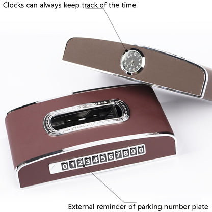 Car Clock Tissue Box Multi-Function Vehicle Instrument Table Paper Towel Box, Style:, Clock+Parking Card (Green), Clock+Parking Card (Ivory), Clock+Parking Card (Agate), Clock+Parking Card (Black), Clock+Parking Card (Gray)