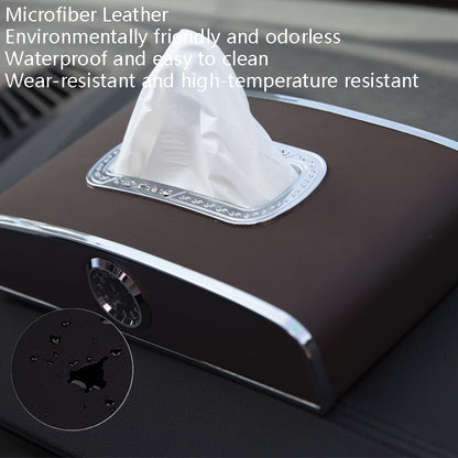 Car Clock Tissue Box Multi-Function Vehicle Instrument Table Paper Towel Box, Style:, Clock+Parking Card (Green), Clock+Parking Card (Ivory), Clock+Parking Card (Agate), Clock+Parking Card (Black), Clock+Parking Card (Gray)