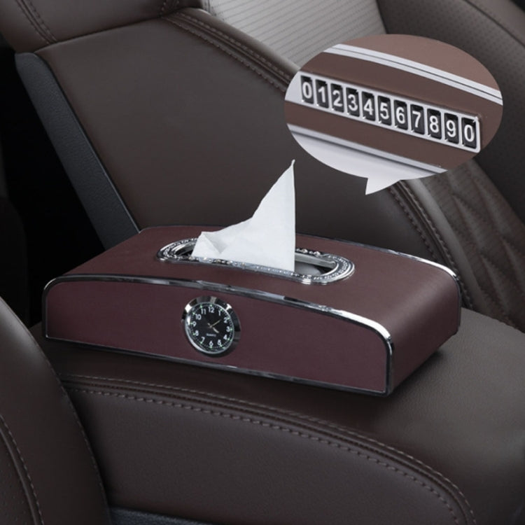 Car Clock Tissue Box Multi-Function Vehicle Instrument Table Paper Towel Box, Style:, Clock+Parking Card (Green), Clock+Parking Card (Ivory), Clock+Parking Card (Agate), Clock+Parking Card (Black), Clock+Parking Card (Gray)