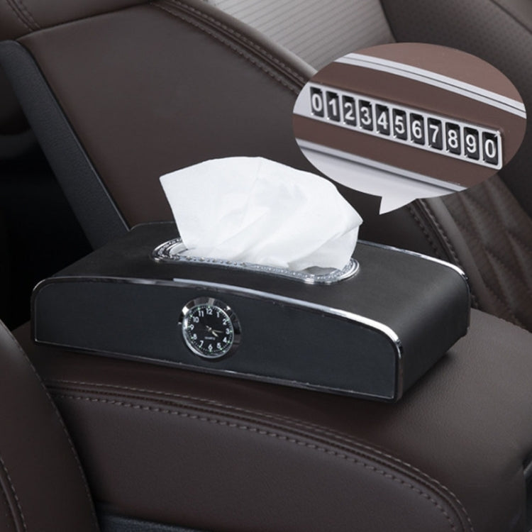 Car Clock Tissue Box Multi-Function Vehicle Instrument Table Paper Towel Box, Style:, Clock+Parking Card (Green), Clock+Parking Card (Ivory), Clock+Parking Card (Agate), Clock+Parking Card (Black), Clock+Parking Card (Gray)
