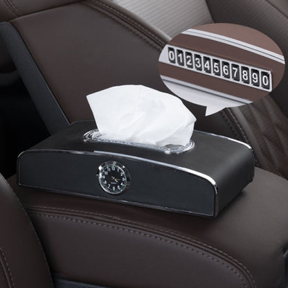 Car Clock Tissue Box Multi-Function Vehicle Instrument Table Paper Towel Box, Style:, Clock+Parking Card (Green), Clock+Parking Card (Ivory), Clock+Parking Card (Agate), Clock+Parking Card (Black), Clock+Parking Card (Gray)