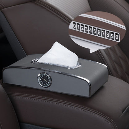 Car Clock Tissue Box Multi-Function Vehicle Instrument Table Paper Towel Box, Style:, Clock+Parking Card (Green), Clock+Parking Card (Ivory), Clock+Parking Card (Agate), Clock+Parking Card (Black), Clock+Parking Card (Gray)