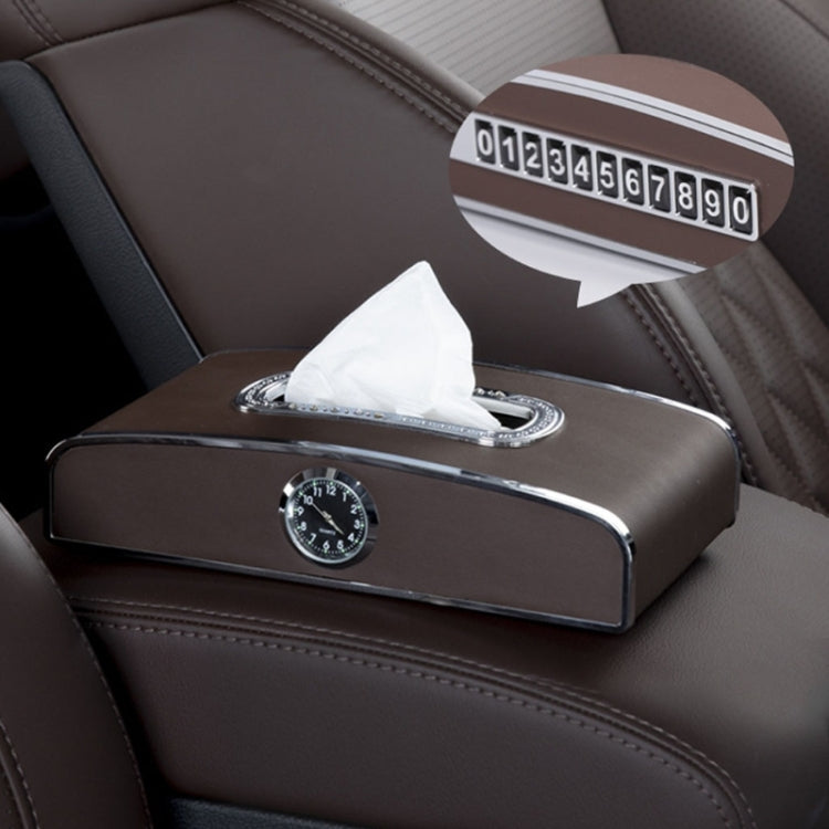 Car Clock Tissue Box Multi-Function Vehicle Instrument Table Paper Towel Box, Style:, Clock+Parking Card (Green), Clock+Parking Card (Ivory), Clock+Parking Card (Agate), Clock+Parking Card (Black), Clock+Parking Card (Gray)