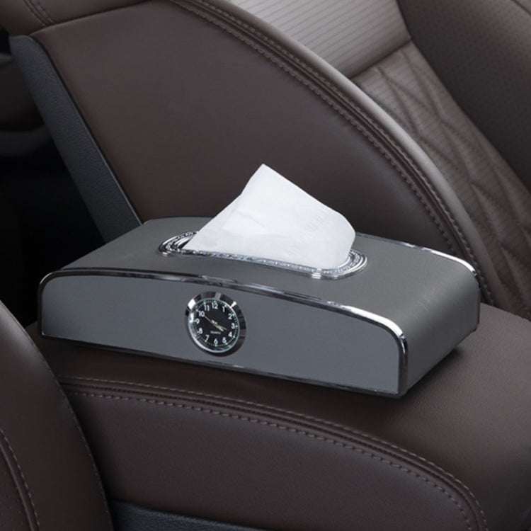 Car Clock Tissue Box Multi-Function Vehicle Instrument Table Paper Towel Box, Style:, Clock+Parking Card (Green), Clock+Parking Card (Ivory), Clock+Parking Card (Agate), Clock+Parking Card (Black), Clock+Parking Card (Gray)