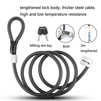 WEST BIKING YP0705066 Lengthen Steel Cable Lock Motorcycle Mountain Bike Bicycle Anti-Theft Lock, WEST BIKING YP0705066
