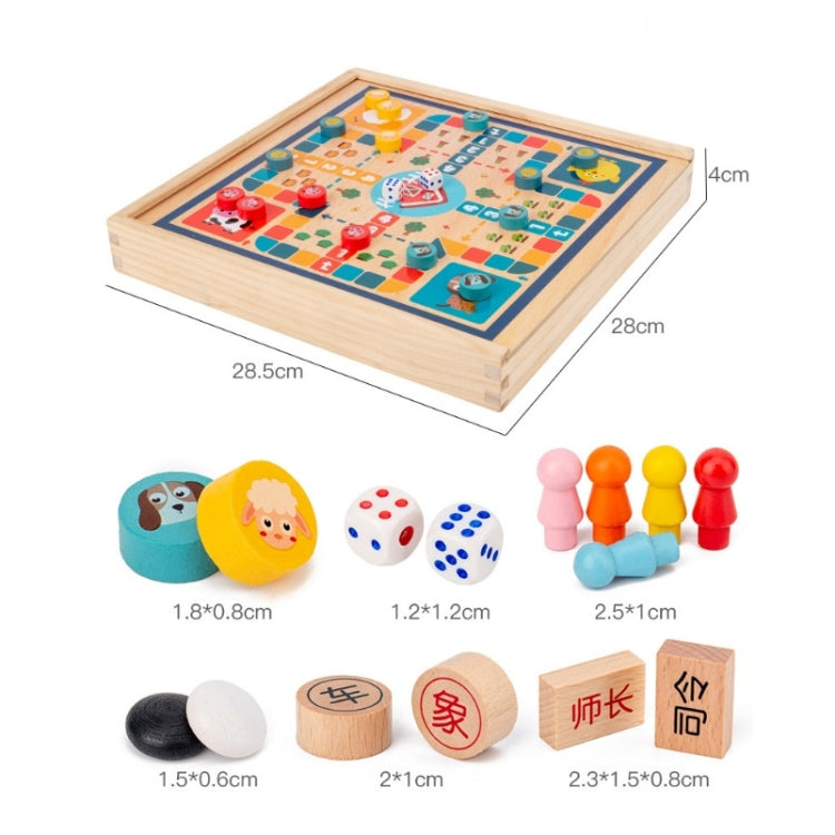 Children Wooden Multifunctional Parent-Child Interactive Puzzle Board Toy, Set Specification:, 2 In 1 Hocker + Flying Chess, 2 In 1 Hockey + Five Sorrows, 4 In 1 Chess, 6 In 1 Chess, 8 In 1 Chess