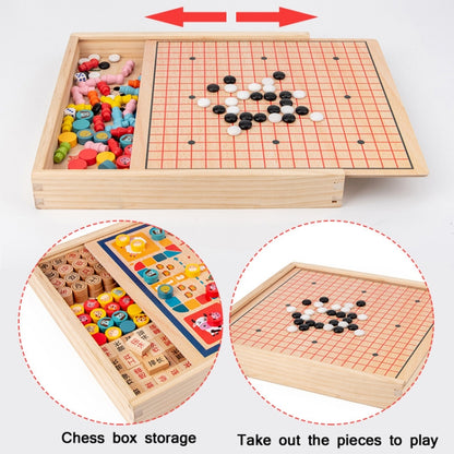 Children Wooden Multifunctional Parent-Child Interactive Puzzle Board Toy, Set Specification:, 2 In 1 Hocker + Flying Chess, 2 In 1 Hockey + Five Sorrows, 4 In 1 Chess, 6 In 1 Chess, 8 In 1 Chess