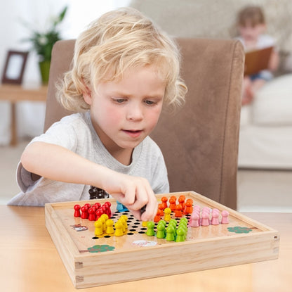 Children Wooden Multifunctional Parent-Child Interactive Puzzle Board Toy, Set Specification:, 2 In 1 Hocker + Flying Chess, 2 In 1 Hockey + Five Sorrows, 4 In 1 Chess, 6 In 1 Chess, 8 In 1 Chess