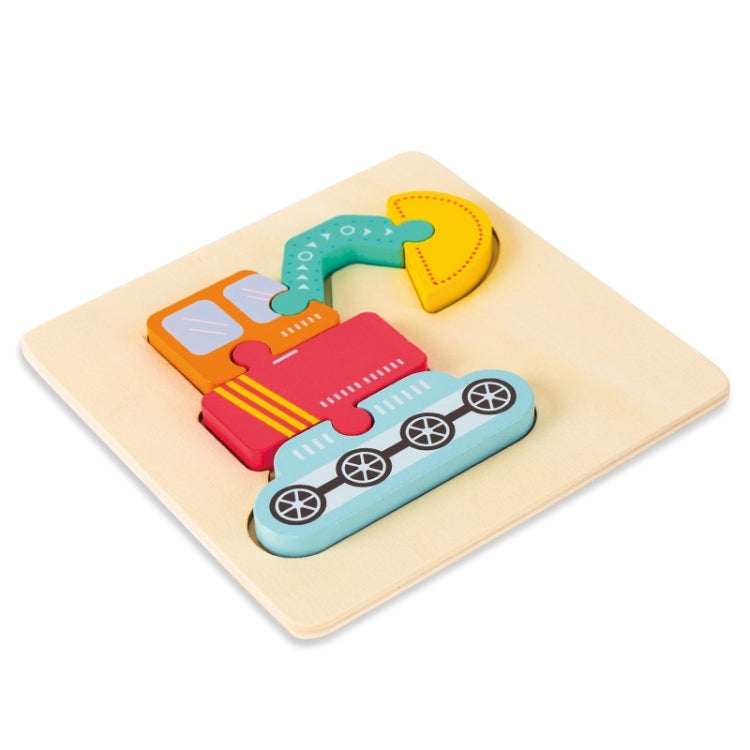 3 PCS Early Childhood Education Wooden Three-Dimensional Jigsaw Puzzle Toy, Excavator, Horse, Crab, Fish, Owl, Elephant, Airplane, Lion, Dirt Car, Frog, Police Car, Crocodile, Hedgehog, Rooster, Bulldozer, Ship, Y-Truck, Y-Owl, Y-Cattle, Y-Penguin, Y-C...