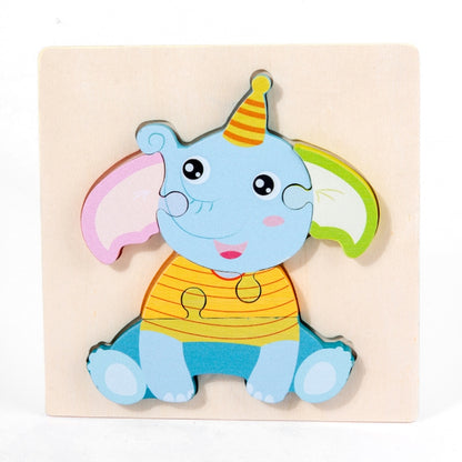3 PCS Early Childhood Education Wooden Three-Dimensional Jigsaw Puzzle Toy, Excavator, Horse, Crab, Fish, Owl, Elephant, Airplane, Lion, Dirt Car, Frog, Police Car, Crocodile, Hedgehog, Rooster, Bulldozer, Ship, Y-Truck, Y-Owl, Y-Cattle, Y-Penguin, Y-C...