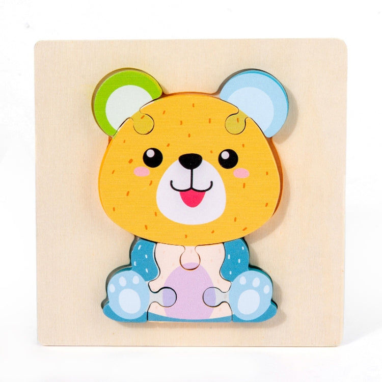 3 PCS Early Childhood Education Wooden Three-Dimensional Jigsaw Puzzle Toy, Excavator, Horse, Crab, Fish, Owl, Elephant, Airplane, Lion, Dirt Car, Frog, Police Car, Crocodile, Hedgehog, Rooster, Bulldozer, Ship, Y-Truck, Y-Owl, Y-Cattle, Y-Penguin, Y-C...