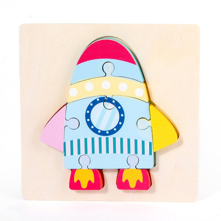 3 PCS Early Childhood Education Wooden Three-Dimensional Jigsaw Puzzle Toy, Excavator, Horse, Crab, Fish, Owl, Elephant, Airplane, Lion, Dirt Car, Frog, Police Car, Crocodile, Hedgehog, Rooster, Bulldozer, Ship, Y-Truck, Y-Owl, Y-Cattle, Y-Penguin, Y-C...