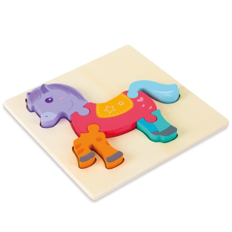3 PCS Early Childhood Education Wooden Three-Dimensional Jigsaw Puzzle Toy, Excavator, Horse, Crab, Fish, Owl, Elephant, Airplane, Lion, Dirt Car, Frog, Police Car, Crocodile, Hedgehog, Rooster, Bulldozer, Ship, Y-Truck, Y-Owl, Y-Cattle, Y-Penguin, Y-C...
