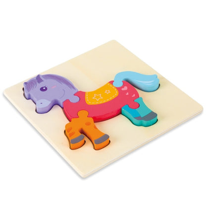 3 PCS Early Childhood Education Wooden Three-Dimensional Jigsaw Puzzle Toy, Excavator, Horse, Crab, Fish, Owl, Elephant, Airplane, Lion, Dirt Car, Frog, Police Car, Crocodile, Hedgehog, Rooster, Bulldozer, Ship, Y-Truck, Y-Owl, Y-Cattle, Y-Penguin, Y-C...