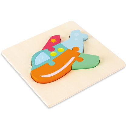 3 PCS Early Childhood Education Wooden Three-Dimensional Jigsaw Puzzle Toy, Excavator, Horse, Crab, Fish, Owl, Elephant, Airplane, Lion, Dirt Car, Frog, Police Car, Crocodile, Hedgehog, Rooster, Bulldozer, Ship, Y-Truck, Y-Owl, Y-Cattle, Y-Penguin, Y-C...