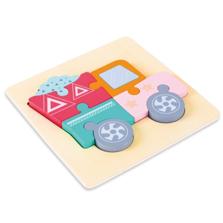 3 PCS Early Childhood Education Wooden Three-Dimensional Jigsaw Puzzle Toy, Excavator, Horse, Crab, Fish, Owl, Elephant, Airplane, Lion, Dirt Car, Frog, Police Car, Crocodile, Hedgehog, Rooster, Bulldozer, Ship, Y-Truck, Y-Owl, Y-Cattle, Y-Penguin, Y-C...