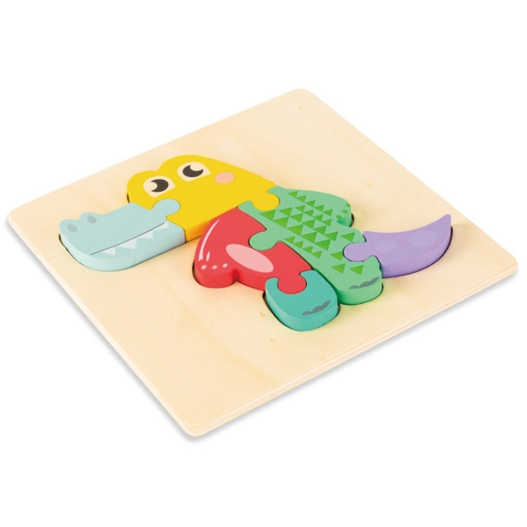 3 PCS Early Childhood Education Wooden Three-Dimensional Jigsaw Puzzle Toy, Excavator, Horse, Crab, Fish, Owl, Elephant, Airplane, Lion, Dirt Car, Frog, Police Car, Crocodile, Hedgehog, Rooster, Bulldozer, Ship, Y-Truck, Y-Owl, Y-Cattle, Y-Penguin, Y-C...