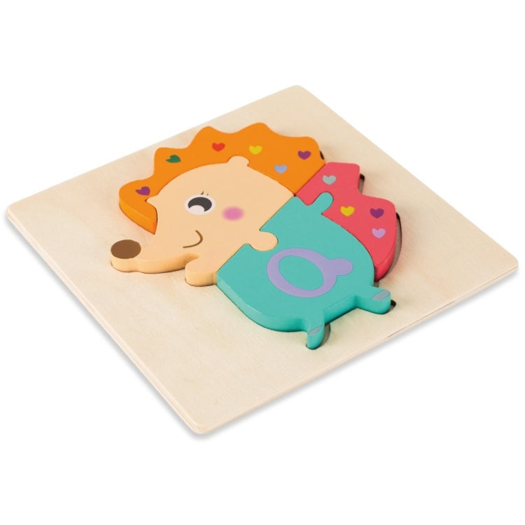 3 PCS Early Childhood Education Wooden Three-Dimensional Jigsaw Puzzle Toy, Excavator, Horse, Crab, Fish, Owl, Elephant, Airplane, Lion, Dirt Car, Frog, Police Car, Crocodile, Hedgehog, Rooster, Bulldozer, Ship, Y-Truck, Y-Owl, Y-Cattle, Y-Penguin, Y-C...