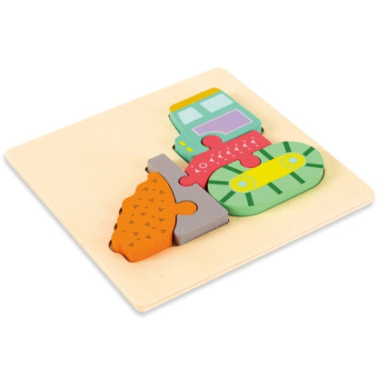 3 PCS Early Childhood Education Wooden Three-Dimensional Jigsaw Puzzle Toy, Excavator, Horse, Crab, Fish, Owl, Elephant, Airplane, Lion, Dirt Car, Frog, Police Car, Crocodile, Hedgehog, Rooster, Bulldozer, Ship, Y-Truck, Y-Owl, Y-Cattle, Y-Penguin, Y-C...
