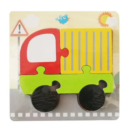 3 PCS Early Childhood Education Wooden Three-Dimensional Jigsaw Puzzle Toy, Excavator, Horse, Crab, Fish, Owl, Elephant, Airplane, Lion, Dirt Car, Frog, Police Car, Crocodile, Hedgehog, Rooster, Bulldozer, Ship, Y-Truck, Y-Owl, Y-Cattle, Y-Penguin, Y-C...