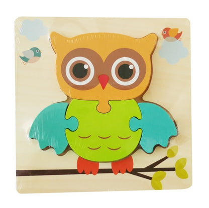 3 PCS Early Childhood Education Wooden Three-Dimensional Jigsaw Puzzle Toy, Excavator, Horse, Crab, Fish, Owl, Elephant, Airplane, Lion, Dirt Car, Frog, Police Car, Crocodile, Hedgehog, Rooster, Bulldozer, Ship, Y-Truck, Y-Owl, Y-Cattle, Y-Penguin, Y-C...