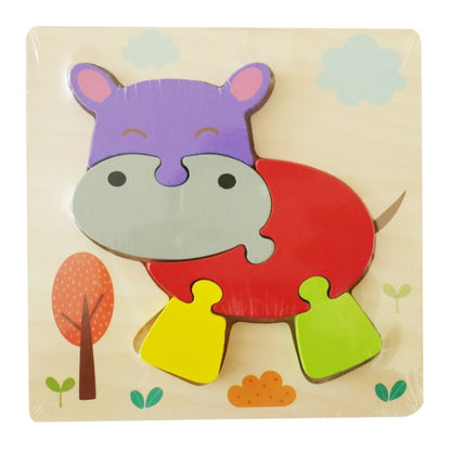 3 PCS Early Childhood Education Wooden Three-Dimensional Jigsaw Puzzle Toy, Excavator, Horse, Crab, Fish, Owl, Elephant, Airplane, Lion, Dirt Car, Frog, Police Car, Crocodile, Hedgehog, Rooster, Bulldozer, Ship, Y-Truck, Y-Owl, Y-Cattle, Y-Penguin, Y-C...