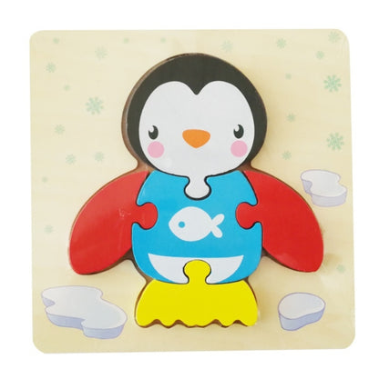 3 PCS Early Childhood Education Wooden Three-Dimensional Jigsaw Puzzle Toy, Excavator, Horse, Crab, Fish, Owl, Elephant, Airplane, Lion, Dirt Car, Frog, Police Car, Crocodile, Hedgehog, Rooster, Bulldozer, Ship, Y-Truck, Y-Owl, Y-Cattle, Y-Penguin, Y-C...