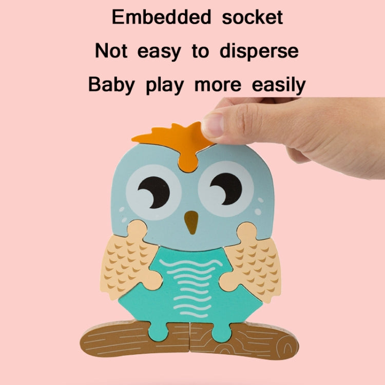 3 PCS Early Childhood Education Wooden Three-Dimensional Jigsaw Puzzle Toy, Excavator, Horse, Crab, Fish, Owl, Elephant, Airplane, Lion, Dirt Car, Frog, Police Car, Crocodile, Hedgehog, Rooster, Bulldozer, Ship, Y-Truck, Y-Owl, Y-Cattle, Y-Penguin, Y-C...