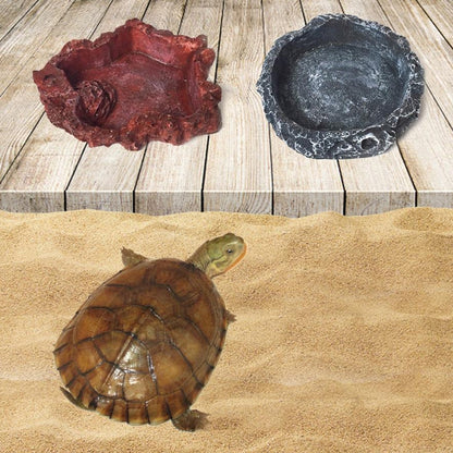 Little Red Food Bowl Reptile Water Food Basin Turtle Lizard Snake Water Basin, 3 PCS Little Red Food Bowl, 2 PCS Small Gray Food Bowl, 2 PCS Wood Pattern Food Bowl, 2 PCS Large Food Bowl