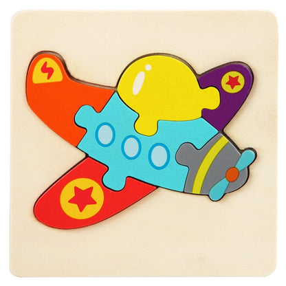 5 PCS Children Wooden Three-Dimensional Puzzle Early Education Cartoon Animal Geometric Educational Toys, Plane, Ship, Deer, Panda, Owl, Elephant, Lion, Excavator, Tractor, Submarine, Rocket, Fish