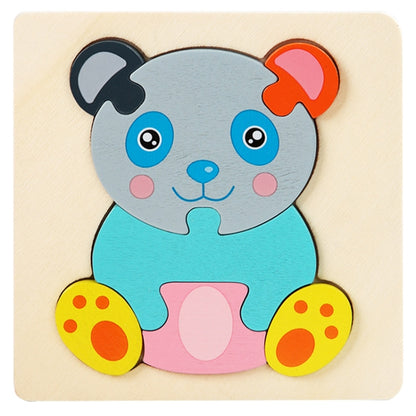 5 PCS Children Wooden Three-Dimensional Puzzle Early Education Cartoon Animal Geometric Educational Toys, Plane, Ship, Deer, Panda, Owl, Elephant, Lion, Excavator, Tractor, Submarine, Rocket, Fish