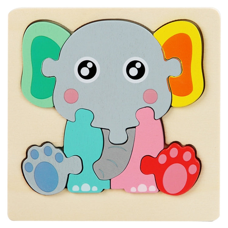 5 PCS Children Wooden Three-Dimensional Puzzle Early Education Cartoon Animal Geometric Educational Toys, Plane, Ship, Deer, Panda, Owl, Elephant, Lion, Excavator, Tractor, Submarine, Rocket, Fish