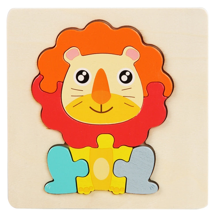 5 PCS Children Wooden Three-Dimensional Puzzle Early Education Cartoon Animal Geometric Educational Toys, Plane, Ship, Deer, Panda, Owl, Elephant, Lion, Excavator, Tractor, Submarine, Rocket, Fish