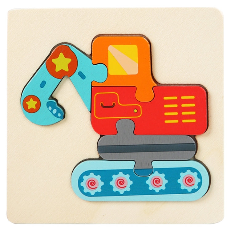 5 PCS Children Wooden Three-Dimensional Puzzle Early Education Cartoon Animal Geometric Educational Toys, Plane, Ship, Deer, Panda, Owl, Elephant, Lion, Excavator, Tractor, Submarine, Rocket, Fish