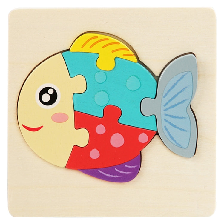 5 PCS Children Wooden Three-Dimensional Puzzle Early Education Cartoon Animal Geometric Educational Toys, Plane, Ship, Deer, Panda, Owl, Elephant, Lion, Excavator, Tractor, Submarine, Rocket, Fish