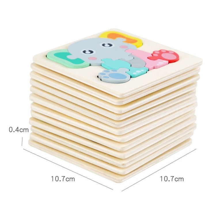 5 PCS Children Wooden Three-Dimensional Puzzle Early Education Cartoon Animal Geometric Educational Toys, Plane, Ship, Deer, Panda, Owl, Elephant, Lion, Excavator, Tractor, Submarine, Rocket, Fish