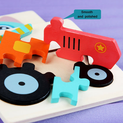 5 PCS Children Wooden Three-Dimensional Puzzle Early Education Cartoon Animal Geometric Educational Toys, Plane, Ship, Deer, Panda, Owl, Elephant, Lion, Excavator, Tractor, Submarine, Rocket, Fish