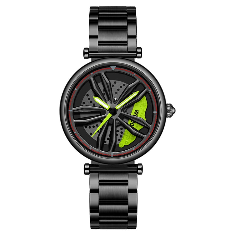 SANDA P1074 Cool Couple Steel Band Quartz Watch Wheel Series Dial Ladies Watch, For Ladies Black Red, For Ladies Black Green, For Ladies Rose Gold, For Ladies Silver Red