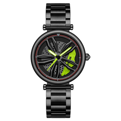 SANDA P1074 Cool Couple Steel Band Quartz Watch Wheel Series Dial Ladies Watch, For Ladies Black Red, For Ladies Black Green, For Ladies Rose Gold, For Ladies Silver Red