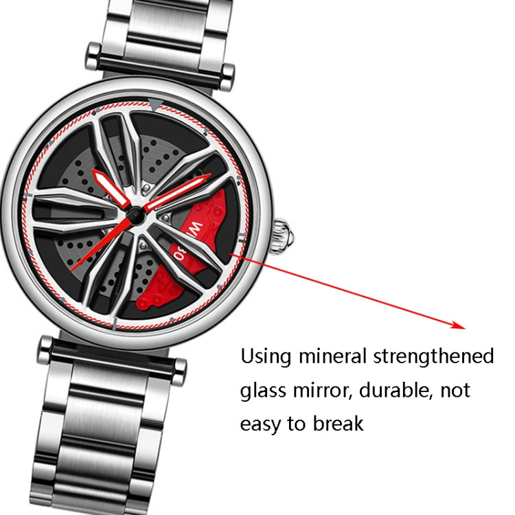 SANDA P1074 Cool Couple Steel Band Quartz Watch Wheel Series Dial Ladies Watch, For Ladies Rose Gold, For Ladies Silver Red, For Ladies Black Red, For Ladies Black Green