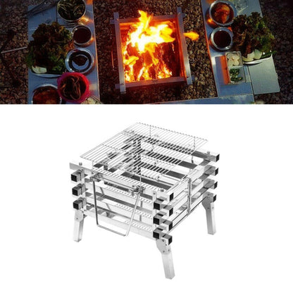 All Stainless Steel Camping Folding Portable Barbecue Grill Charcoal Grill Wood Stove, CF-723