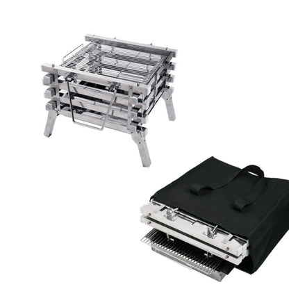 All Stainless Steel Camping Folding Portable Barbecue Grill Charcoal Grill Wood Stove, CF-723