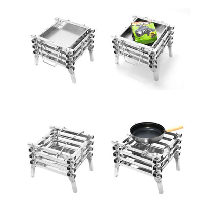 All Stainless Steel Camping Folding Portable Barbecue Grill Charcoal Grill Wood Stove, CF-723