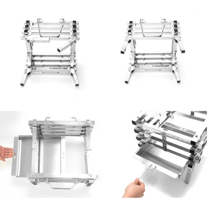 All Stainless Steel Camping Folding Portable Barbecue Grill Charcoal Grill Wood Stove, CF-723