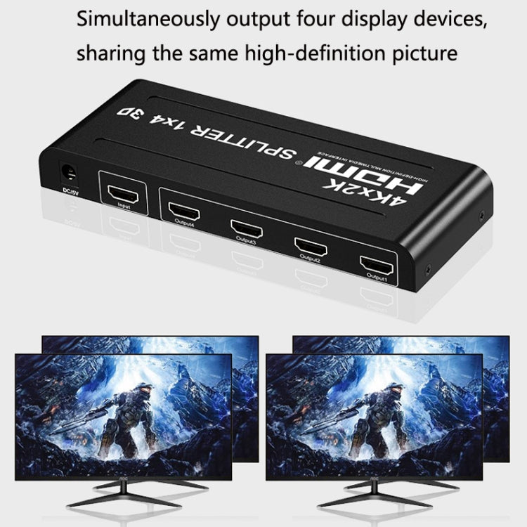 HW-4K104D 1 to 4 4K X 2K Video High-Definition On-Screen HDMI Splitter, HW-4K104D