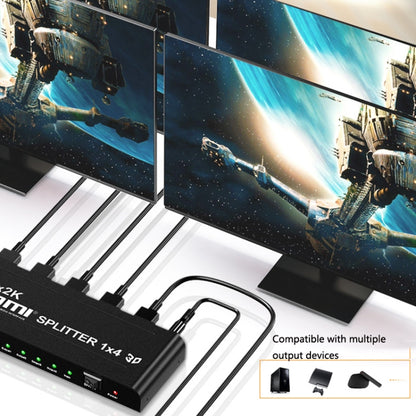 HW-4K104D 1 to 4 4K X 2K Video High-Definition On-Screen HDMI Splitter, HW-4K104D