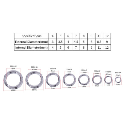 HENGJIA SS010 50 in 1 Stainless Steel Flat Ring Fishing Space Fittings, 4mm, 5mm, 6mm, 7mm, 8mm, 9mm, 10mm, 11mm, 12mm